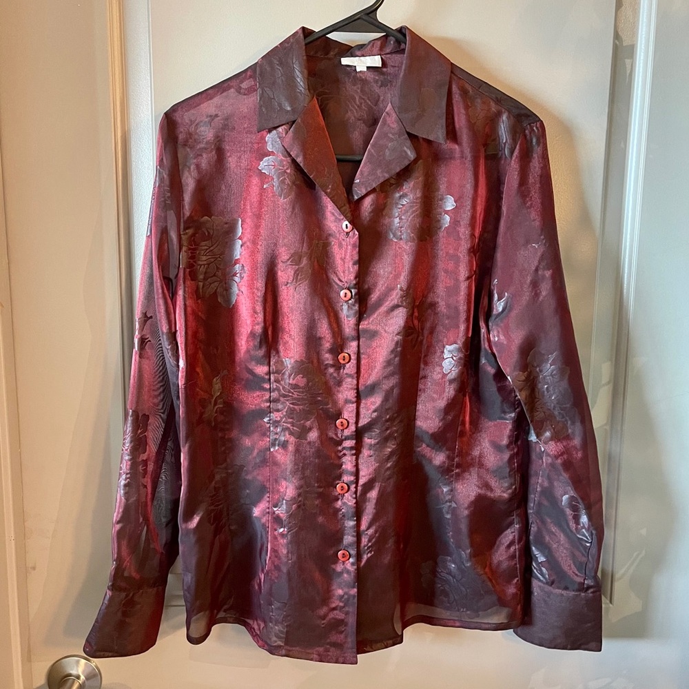 Burgundy see-through blouse